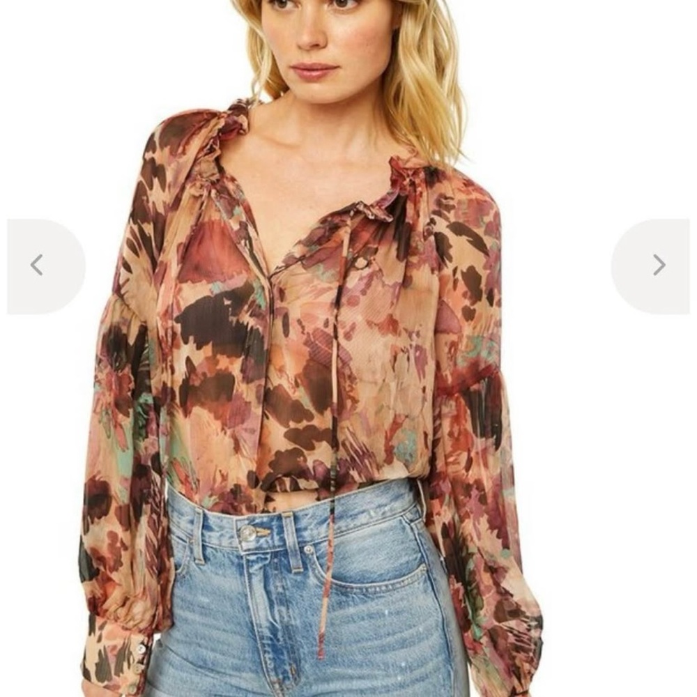 Misa Los Angeles Floral Chiffon Blouse